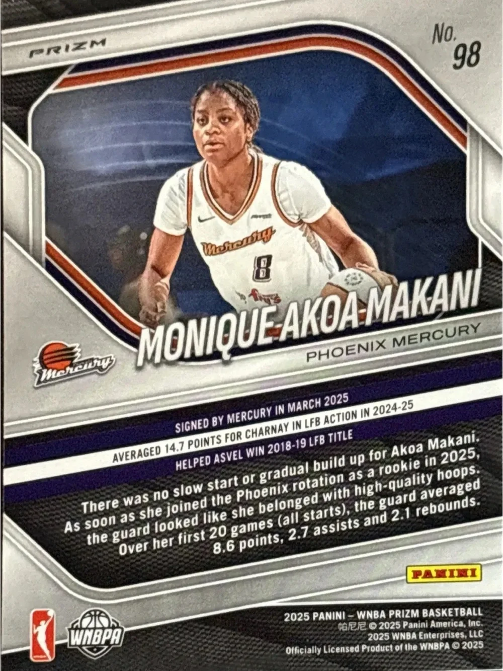 Panini Prizm Phoenix Mercury Monique Akoa Makani Rookie Blue Prizm